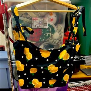 Lemon Print Black Crop Top